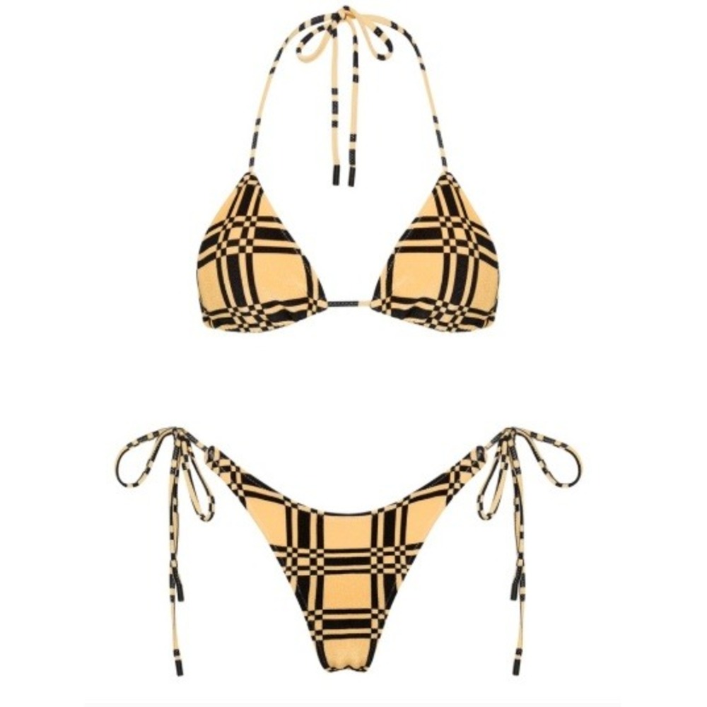 NWT Triangl Vinca Maronti Bikini Set Womens L Top M Bottom Yellow Black Swimsuit